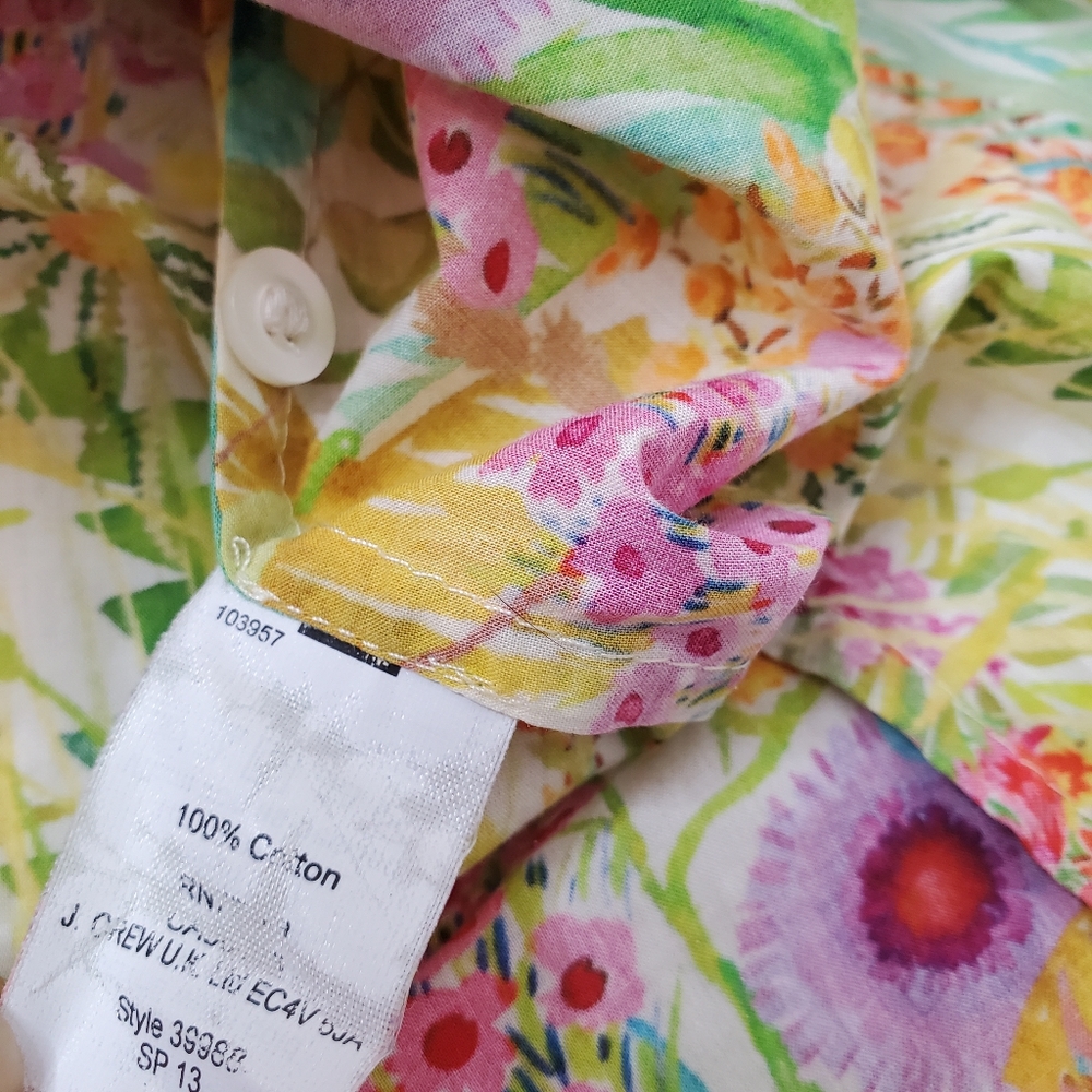 J.Crew Liberty Cotton Floral Button Down Size 0 Semi-Sheer - Picture 7 of 14